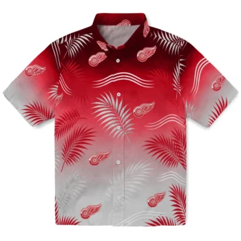 Detroit Red Wings Hawaiian Shirt - Ombre Fronds Red