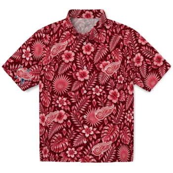 Detroit Red Wings Hawaiian Shirt - Crystal Foliage Red