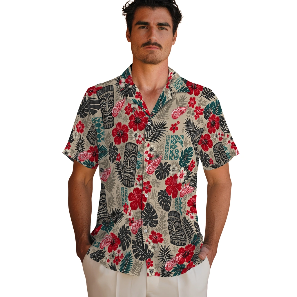 detroit-red-wings-hawaiian-shirt-personalized-tiki-masks-warm-beige-fashion-forward.webp