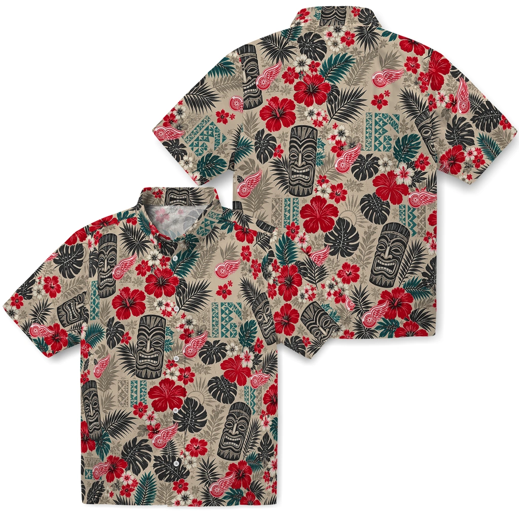detroit-red-wings-hawaiian-shirt-personalized-tiki-masks-warm-beige-high-quality.webp