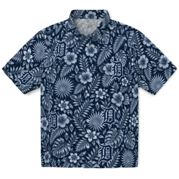 Detroit Tigers Hawaiian Shirt - Crystal Foliage Navy