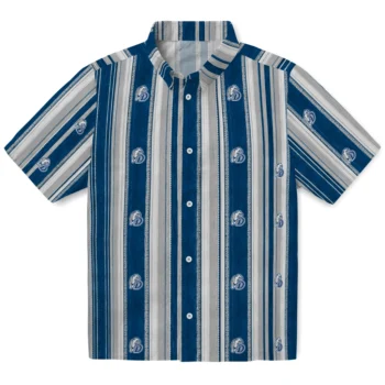 Drake Bulldogs Hawaiian Shirt - Distressed Stripes Blue Gray