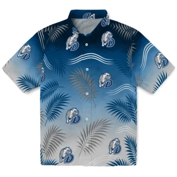 Drake Bulldogs Hawaiian Shirt - Ombre Fronds Blue