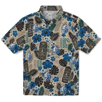 Drake Bulldogs Hawaiian Shirt - Tiki Masks Warm Beige