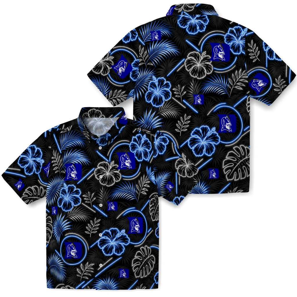 duke-blue-devils-hawaiian-shirt-custom-neon-florals-black-high-quality.webp