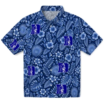 Duke Blue Devils Hawaiian Shirt - Crystal Foliage Blue