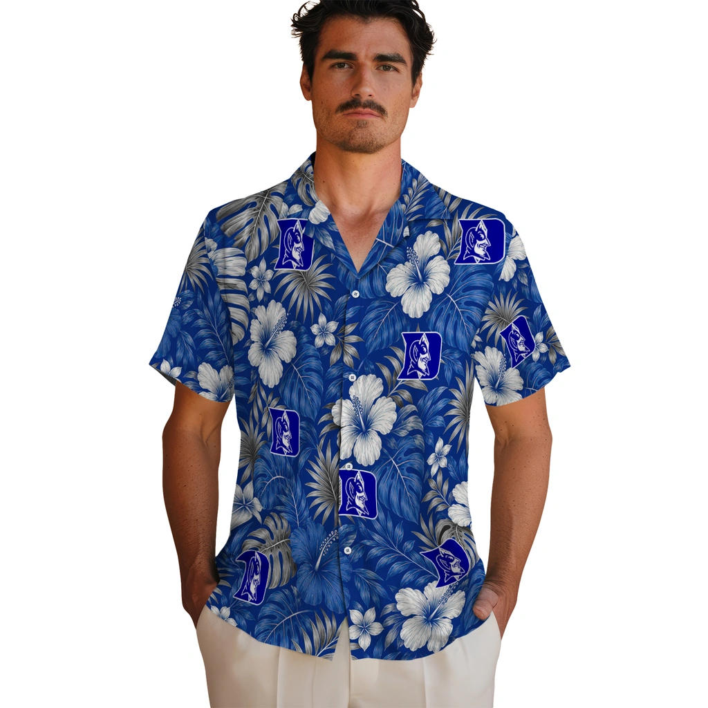 duke-blue-devils-hawaiian-shirt-customized-hibiscus-monstera-blue-fashion-forward.webp