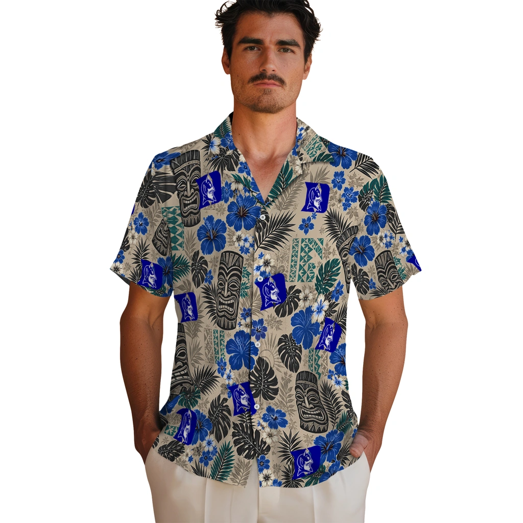 duke-blue-devils-hawaiian-shirt-customized-tiki-masks-warm-beige-fashion-forward.webp