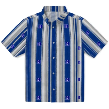 Duke Blue Devils Hawaiian Shirt - Distressed Stripes Blue White