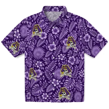 East Carolina Pirates Hawaiian Shirt - Crystal Foliage Purple