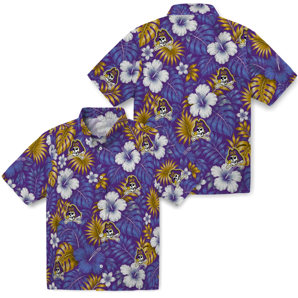 east-carolina-pirates-hawaiian-shirt-custom-hibiscus-monstera-purple-high-quality.webp