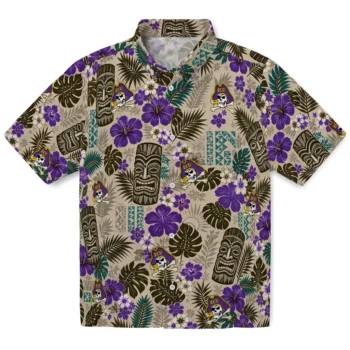 East Carolina Pirates Hawaiian Shirt - Tiki Masks Warm Beige
