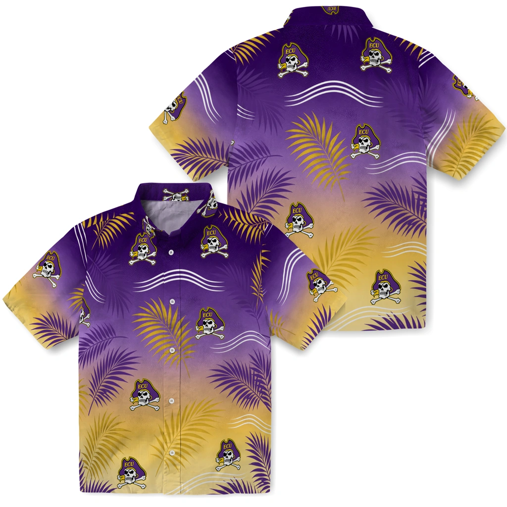 east-carolina-pirates-hawaiian-shirt-personalized-ombre-fronds-purple-high-quality.webp