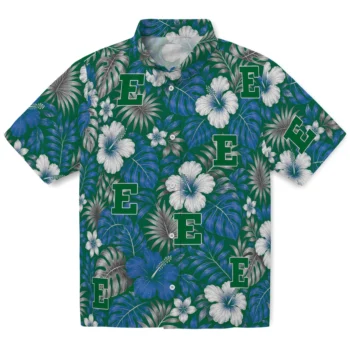 Eastern Michigan Eagles Hawaiian Shirt - Hibiscus Monstera Green