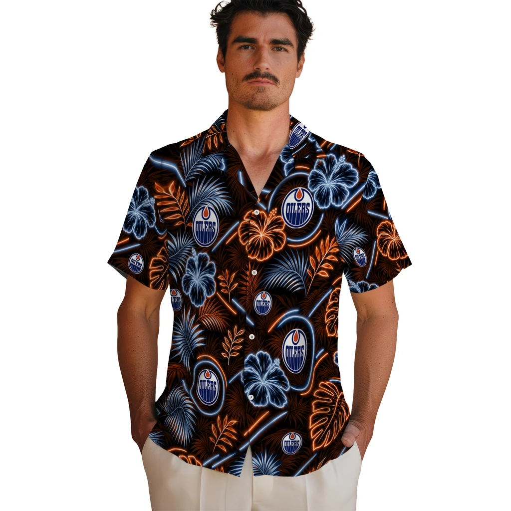 edmonton-oilers-hawaiian-shirt-personalized-neon-florals-black-fashion-forward.webp