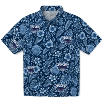 Florida Atlantic Owls Hawaiian Shirt - Crystal Foliage Blue