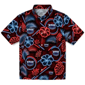 Florida Atlantic Owls Hawaiian Shirt - Neon Florals Black