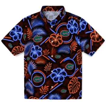 Florida Gators Hawaiian Shirt - Neon Florals Black