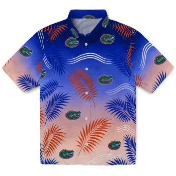 Florida Gators Hawaiian Shirt - Ombre Fronds Blue