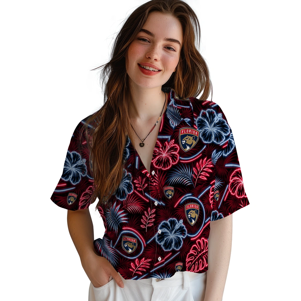 florida-panthers-hawaiian-shirt-custom-neon-florals-black-latest-model.webp