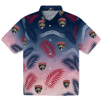 Florida Panthers Hawaiian Shirt - Ombre Fronds Red
