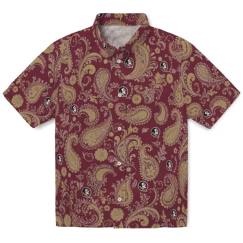 Florida State Seminoles Hawaiian Shirt - Paisley Print Garnet