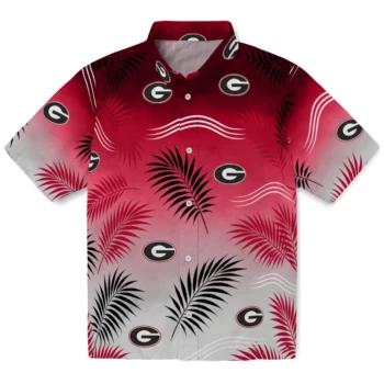 Georgia Bulldogs Hawaiian Shirt - Ombre Fronds Red
