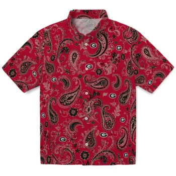 Georgia Bulldogs Hawaiian Shirt - Paisley Print Red