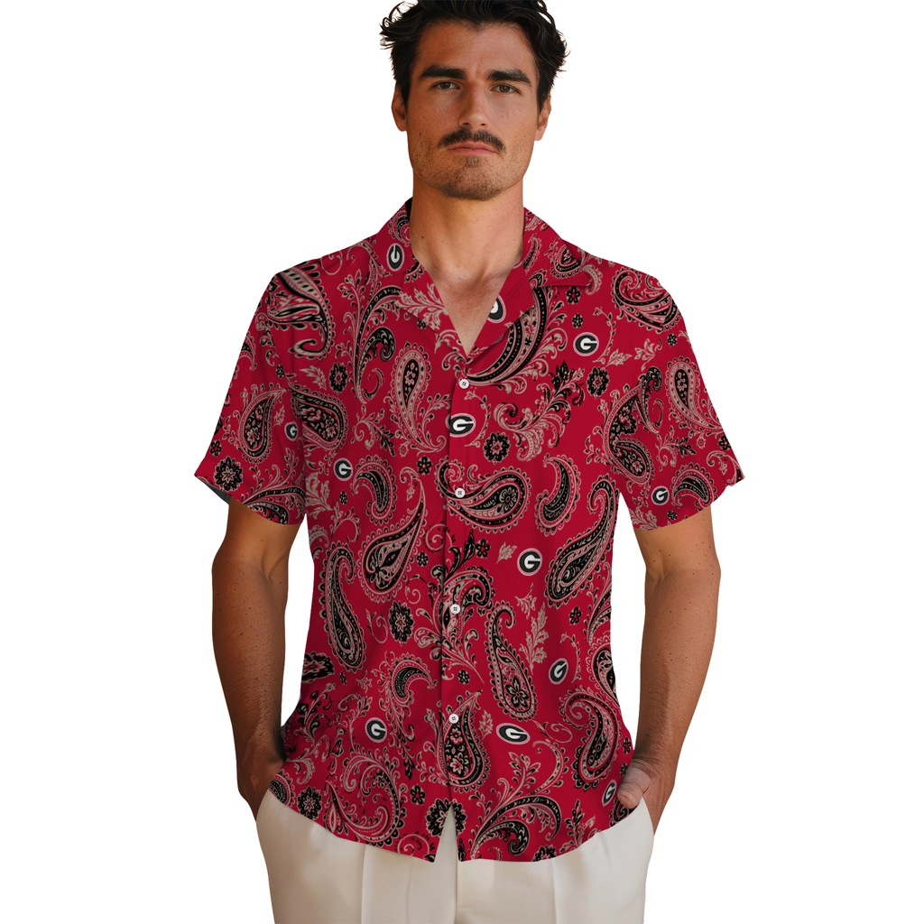 georgia-bulldogs-hawaiian-shirt-personalized-paisley-print-red-fashion-forward.webp