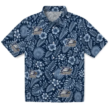 Georgia Southern Eagles Hawaiian Shirt - Crystal Foliage Blue