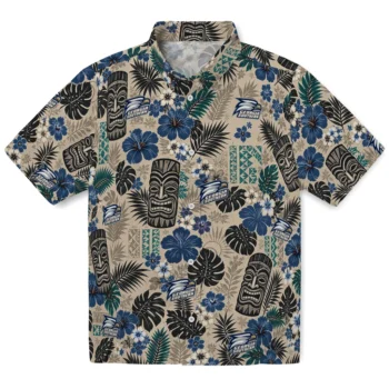 Georgia Southern Eagles Hawaiian Shirt - Tiki Masks Warm Beige