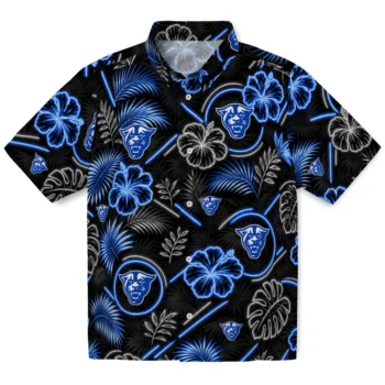 Georgia State Panthers Hawaiian Shirt - Neon Florals Black