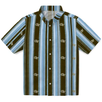 Georgia Tech Yellow Jackets Hawaiian Shirt - Distressed Stripes Gold Blue