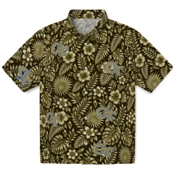 Georgia Tech Yellow Jackets Hawaiian Shirt - Crystal Foliage Gold