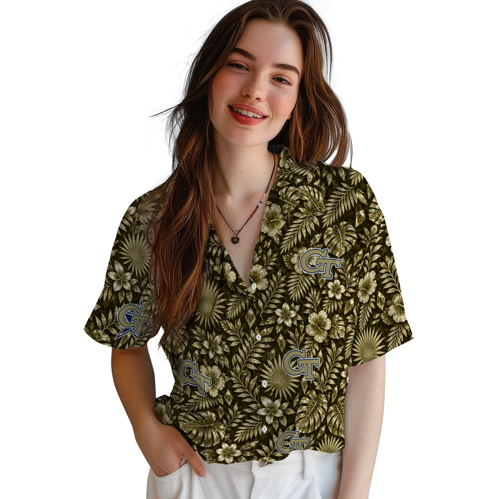 georgia-tech-yellow-jackets-hawaiian-shirt-personalized-crystal-foliage-gold-latest-model.webp