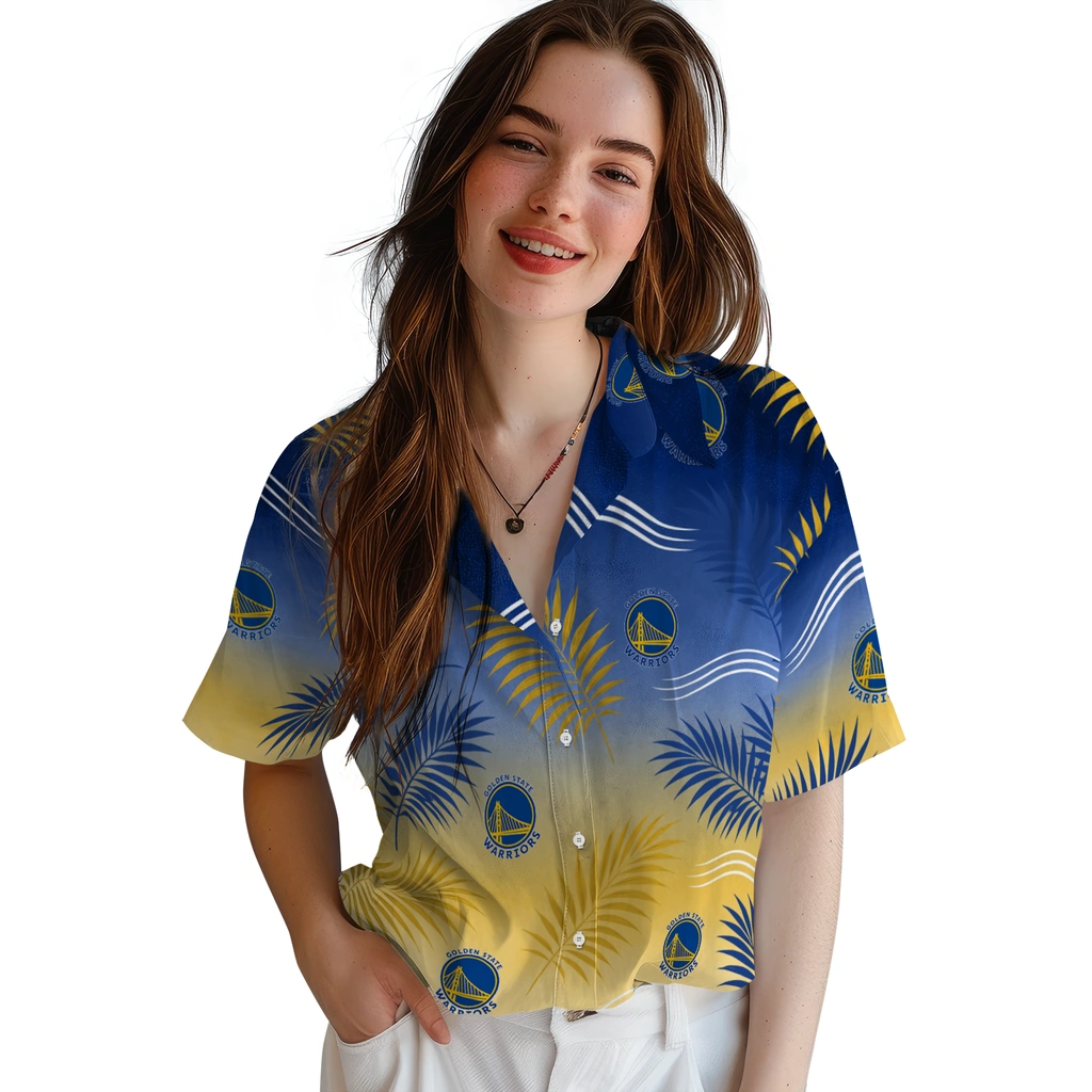 golden-state-warriors-hawaiian-shirt-custom-ombre-fronds-blue-latest-model.webp