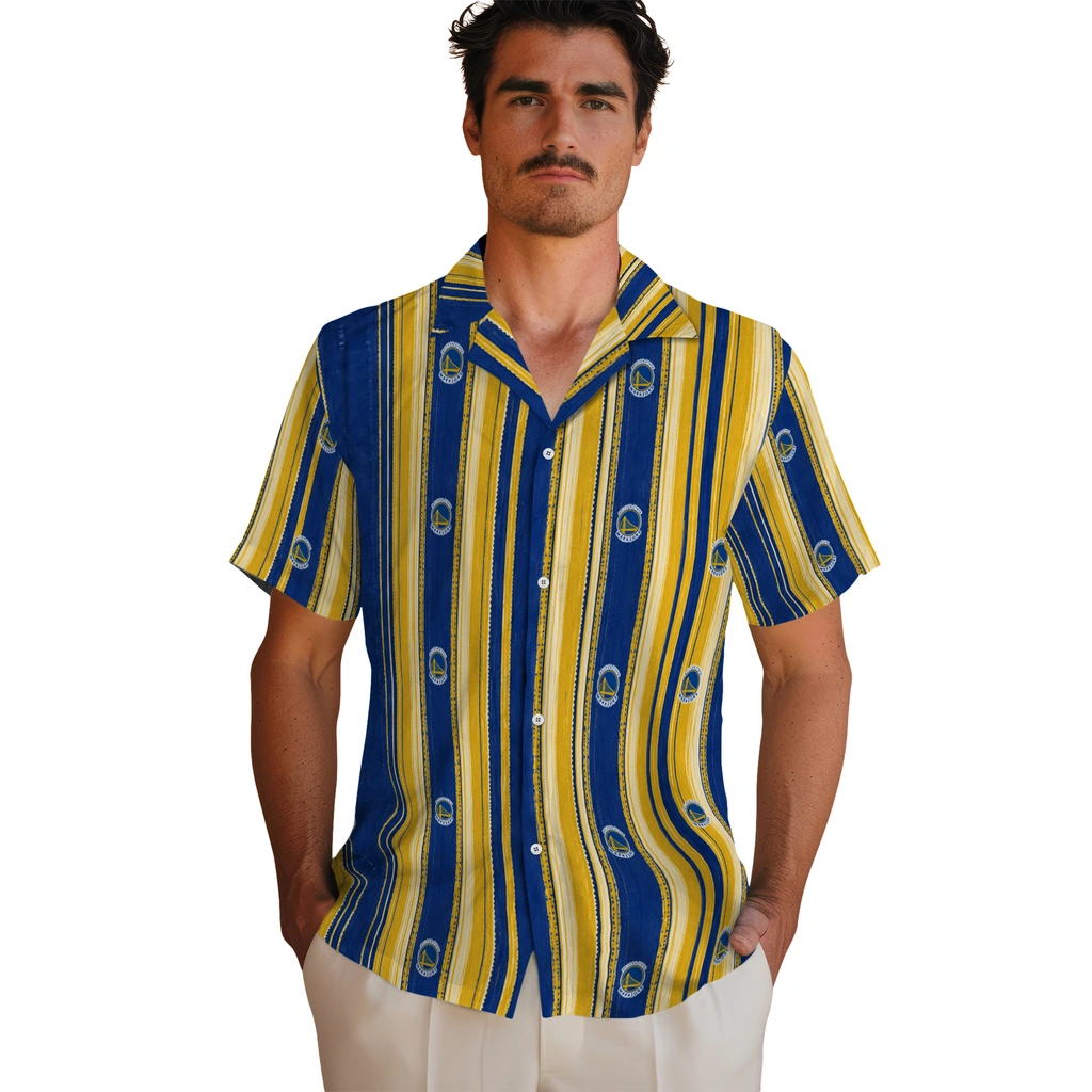 golden-state-warriors-hawaiian-shirt-personalized-distressed-stripes-blue-yellow-fashion-forward.webp