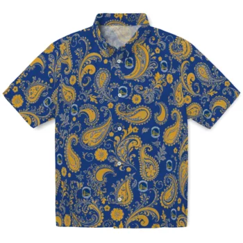 Golden State Warriors Hawaiian Shirt - Paisley Print Blue