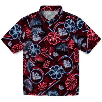 Gonzaga Bulldogs Hawaiian Shirt - Neon Florals Black