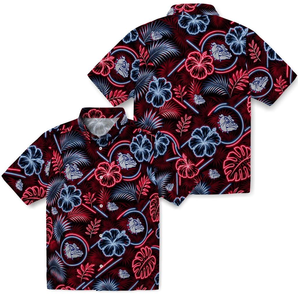 gonzaga-bulldogs-hawaiian-shirt-custom-neon-florals-black-high-quality.webp