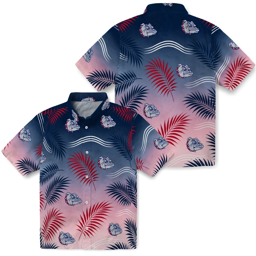 gonzaga-bulldogs-hawaiian-shirt-custom-ombre-fronds-blue-high-quality.webp