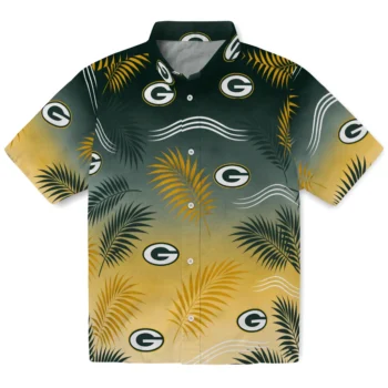 Green Bay Packers Hawaiian Shirt - Ombre Fronds Green