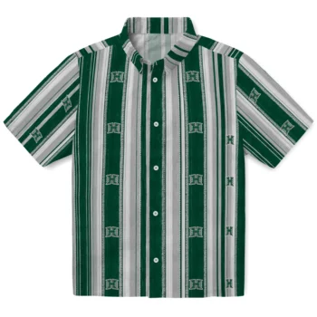 Hawaii Rainbow Warriors Hawaiian Shirt - Distressed Stripes Green Silver