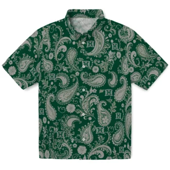 Hawaii Rainbow Warriors Hawaiian Shirt - Paisley Print Green