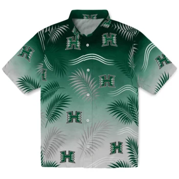 Hawaii Rainbow Warriors Hawaiian Shirt - Ombre Fronds Green
