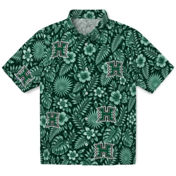 Hawaii Rainbow Warriors Hawaiian Shirt - Crystal Foliage Green