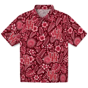 Houston Cougars Hawaiian Shirt - Crystal Foliage Red