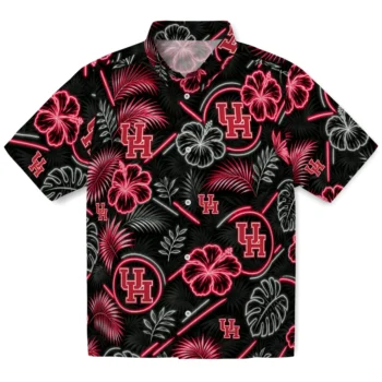 Houston Cougars Hawaiian Shirt - Neon Florals Black