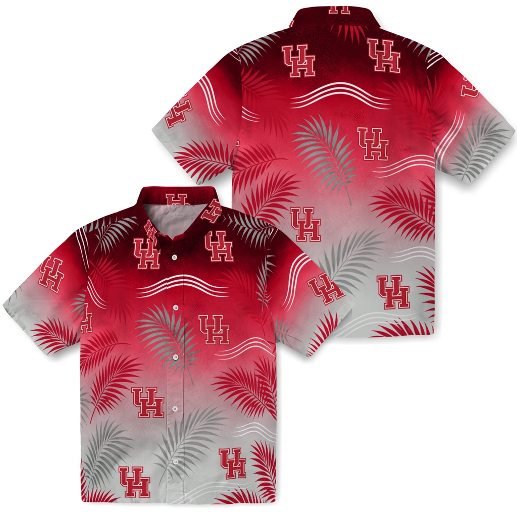 houston-cougars-hawaiian-shirt-personalized-ombre-fronds-red-high-quality.webp