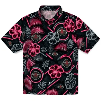 Houston Rockets Hawaiian Shirt - Neon Florals Black